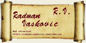 Radman Vasković vizit kartica